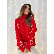 Women's Jacquard Turtleneck Loose Long Sleeve