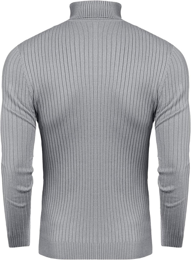 Mens Slim Fit Turtleneck Sweater Cable Knit Thermal Pullover Sweater