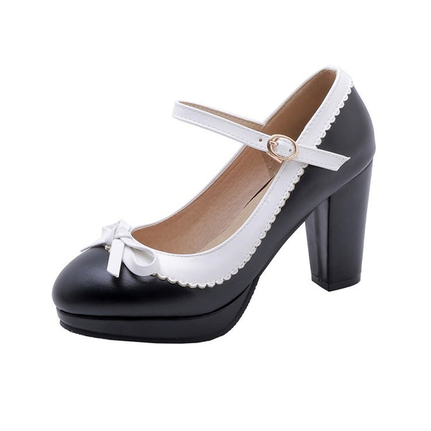 Ladies summer sweet thick heel shoes